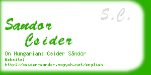 sandor csider business card